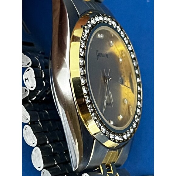 Geneve Ladies Round Two-Tone Yellow & Silver Bracelet Watch Diamond accents - Picture 5 of 14